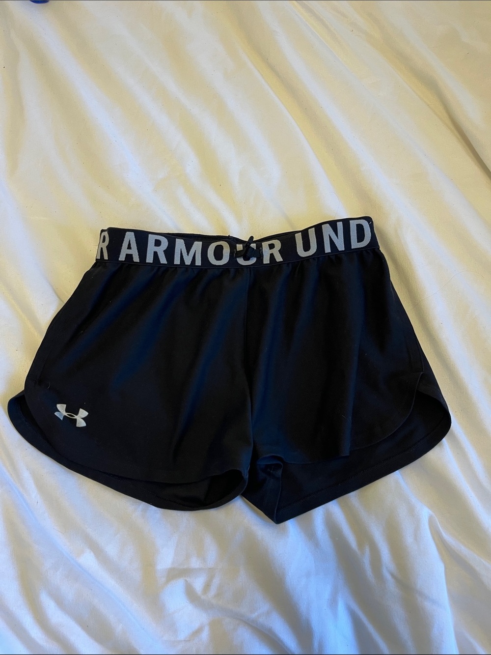 Under Armour Women's Black Athletic Running Shorts with Logo Waistband